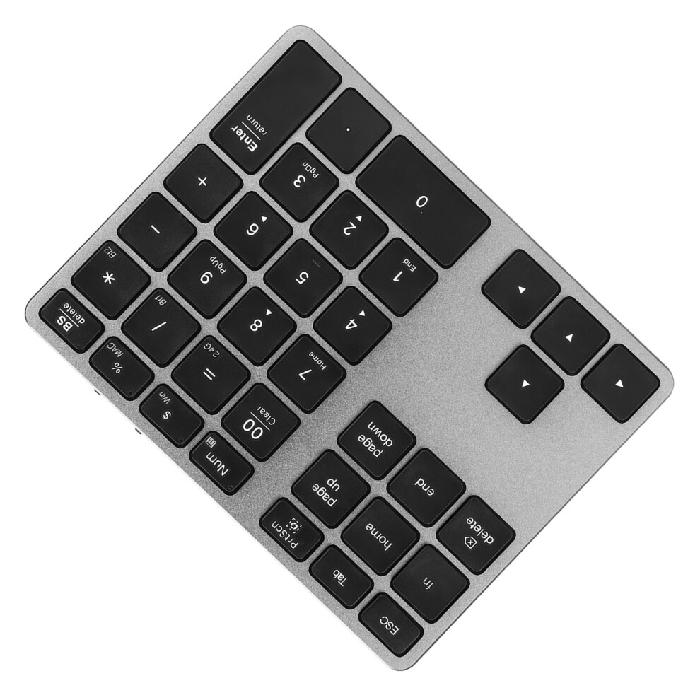 Wireless Number Pad 35 Keys Aluminum Alloy Ultrathin Rechargeable Ergonomic Numeric Keypad For Desktop Laptop Tablet Grey 4601319617642