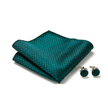Necktie Bow Tie Set Polyester Elegant Exquisite Cufflinks Gift Boxed Set for Boyfriend Green