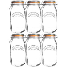 Kilner 6pcs Clip Top Round 1.5L Glass Jar Jam Coffee Storage Holder Kitchenware