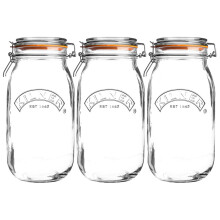 Kilner 3pcs Clip Top Round 1.5L Glass Jar Jam Coffee Storage Holder Kitchenware