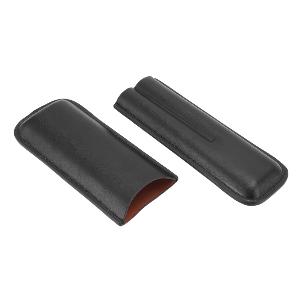 Black Leather Cigar Case Portable 2 Finger Cigar Holder For Travel Business Trip Boyfriend Gifts