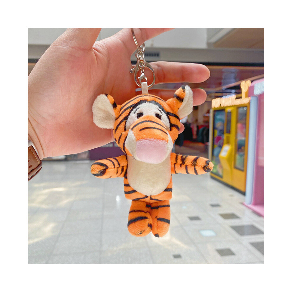 (Tigger ) Tigger Plush Cartoon Figure Pendant With Metal Keyring For Collection And Gift Orange