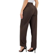 Pantalones casuales de cintura alta para mujer con bolsillos y cierre de cremallera y botón S