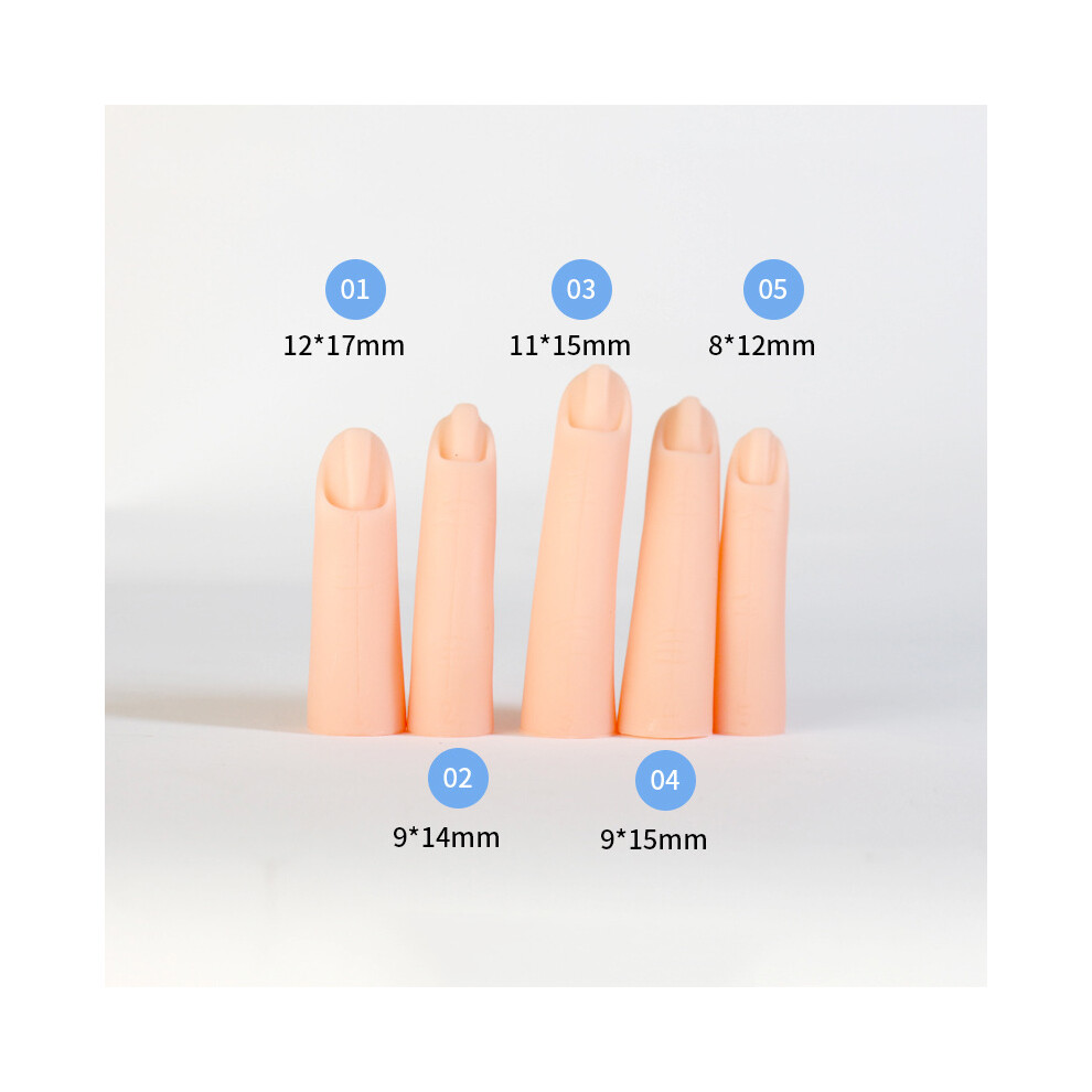 5 PCS Nail Art Practice Fingers Portable Silicone Fake Practice Fingers for Nail Art Training Display Decoration