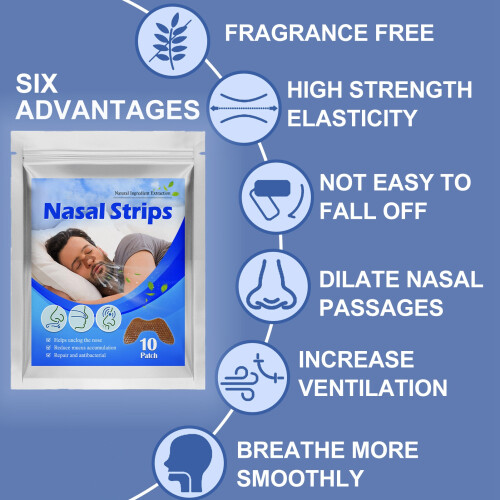 10pcs Nasal Strips Reduce Snoring Improve Sleep Quality Nasal Congestion Relief Patch 2