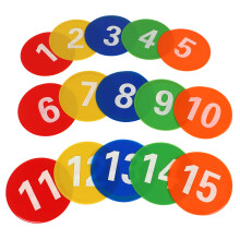 Nummerierte Spots-Marker 1-15, 23 cm, 5 leuchtende Farben