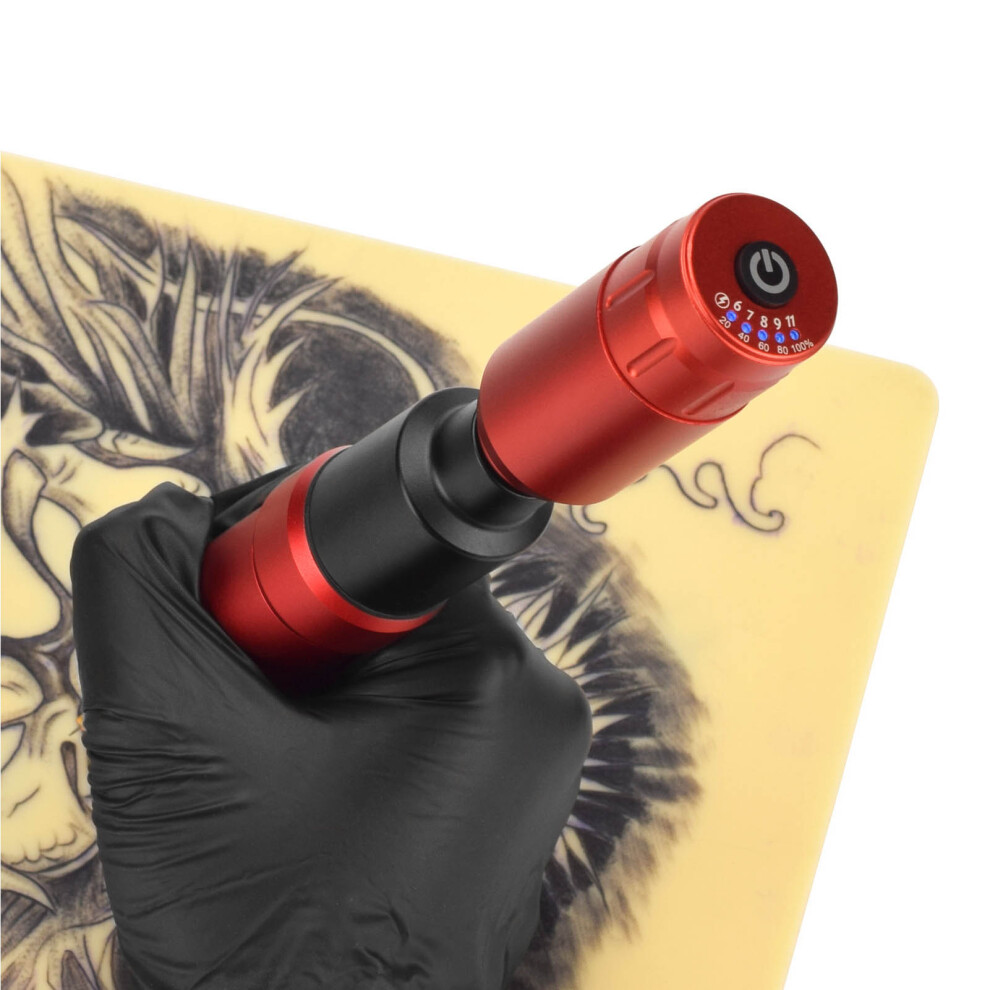Red Wireless Tattoo Power Supply Voltage Adjust Aluminium Alloy Usb Rechargeable Rca Tattoo Machine Battery