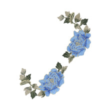 1 Paar blau gestickte Blumenaufnäher DIY Bügel-Applikation Zubehör