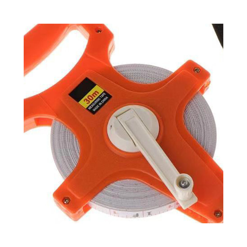 Hand Crank Tape Measure With Spike Portable Plastic Frame Fiber Measuring Reel 12.5Mm Width 30 Meters 7661319648005