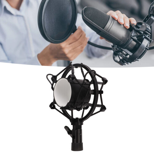 Montura antivibración para micrófono de plástico, negra