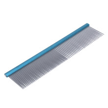 Peine de aseo para mascotas de acero, 22 cm, azul, doble densidad, antiestático, pelo largo y corto