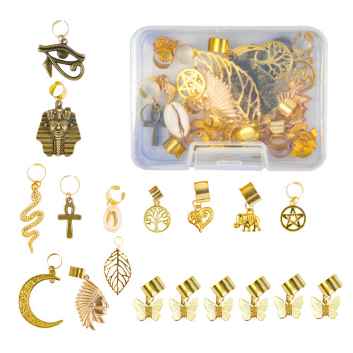 18 Stück Dreadlocks-Schmuck Legierungs-Zopf-Anhänger 1