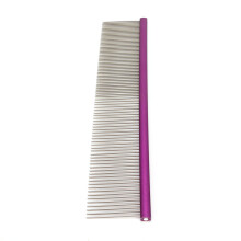 Peine de aseo para perros de acero de doble densidad para pelo largo y corto morado 19 cm