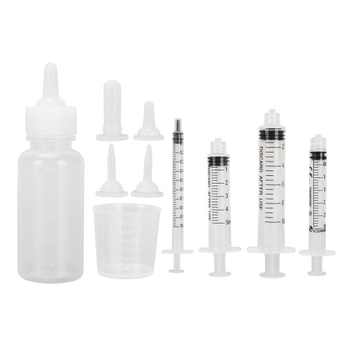 Kit de biberón para mascotas blanco con tetina de silicona 1