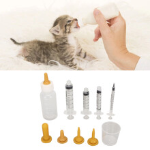 Pet Nursing Bottle Kits Professional Replacement Nipple Flow Rate Control Kitten Feeding Bottles for Kittens Puppies Yellow