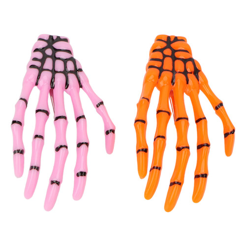 6 Stück pink-orange Halloween-Skelett-Haarclips 2