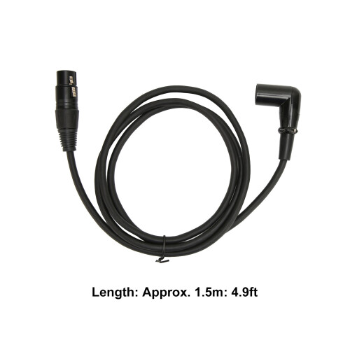 Cable XLR de ángulo recto, plateado, de 3 pines, negro, 4.9 pies 2