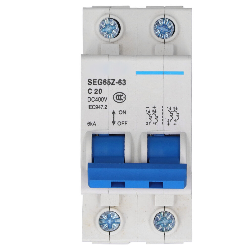 Dc Miniature Circuit Breaker 2P 6Ka 400V Air Switch For Solar Pv System Panels Grid C20 20A 4391319661447