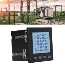 Multifunktionales 3-Phasen-Leistungsmessgerät schwarz 5 A AC 220 V