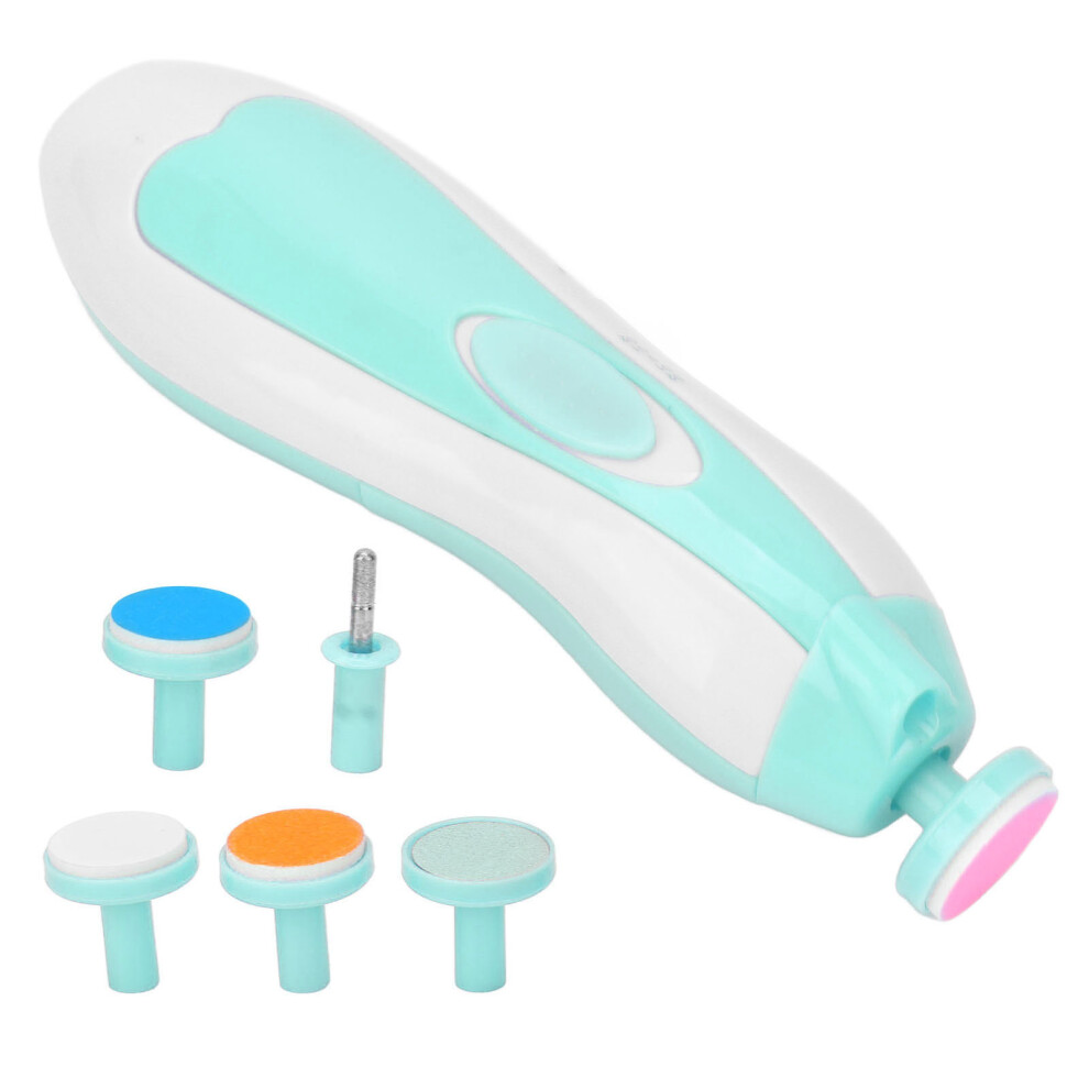 Baby Electric Nail Grinder Low Noise Manicure Care Portable Infants Nail File with 6 Grinding Head Sky Blue