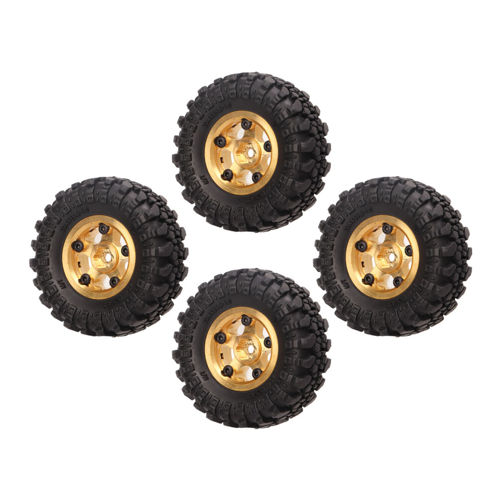 1 Inch Rc Tires Brass Wheel Hub Rubber Rc Car Tyres For Fms Fcx24 1/18 1/24 Crawler 4Pcs Gold 6921319674710