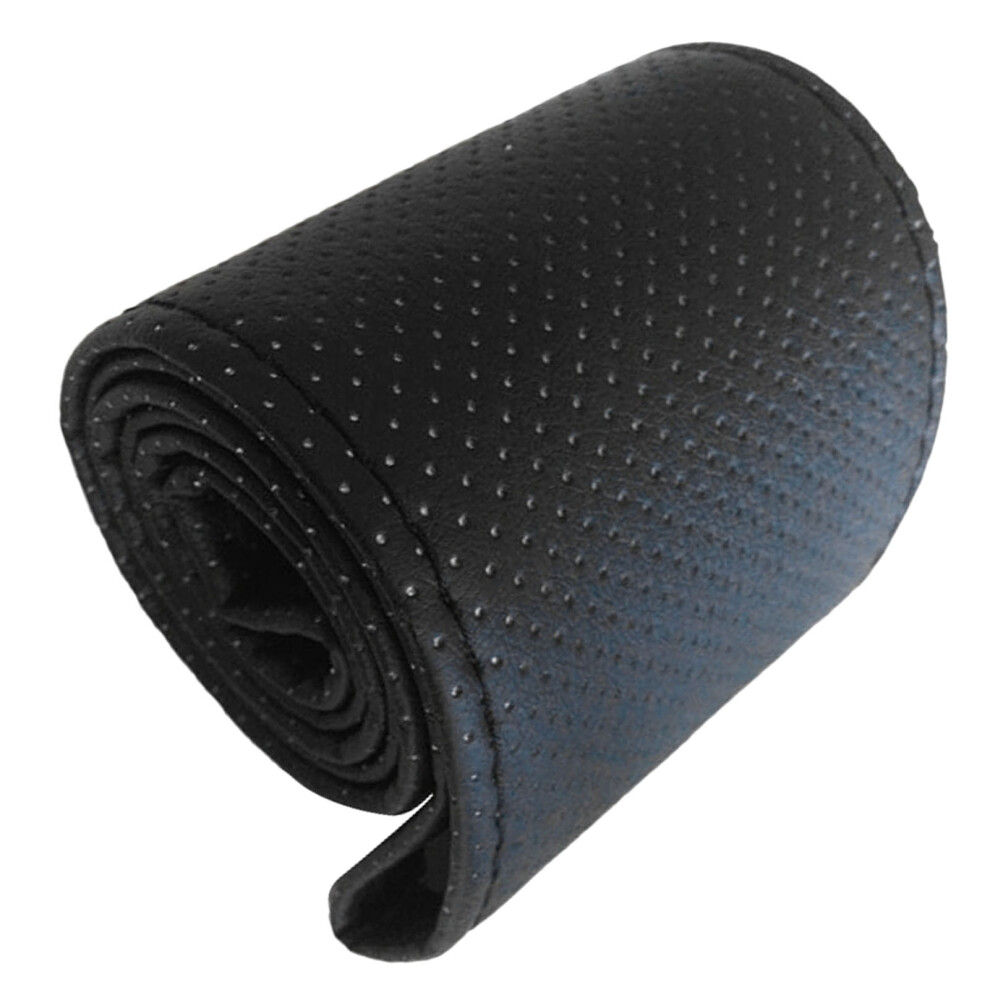 Universal Car Steering Wheel Cover Hand Sewing Perforated Microfiber Leather Steering Wheel Cover For 38Cm Diameter Black 3071319676443
