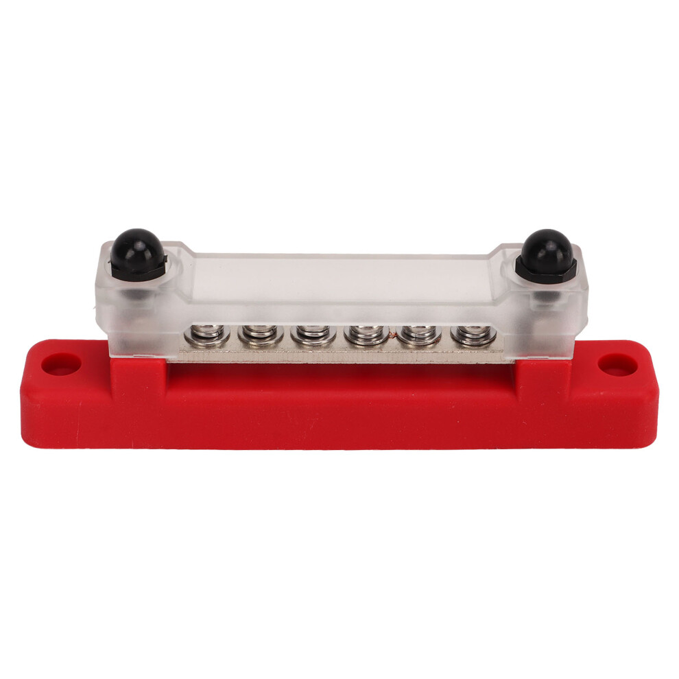 6 Terminal Bus Bar With Cover 48V 150A 2 Studs Power Distribution Block For Car Boat Marine Caravan Rv Red 7671319676731