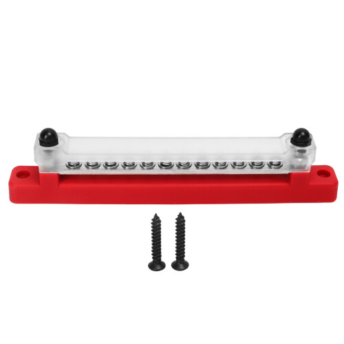 48 V 150 A 12-Terminal-Bussbar-Block Rot mit Abdeckung 1