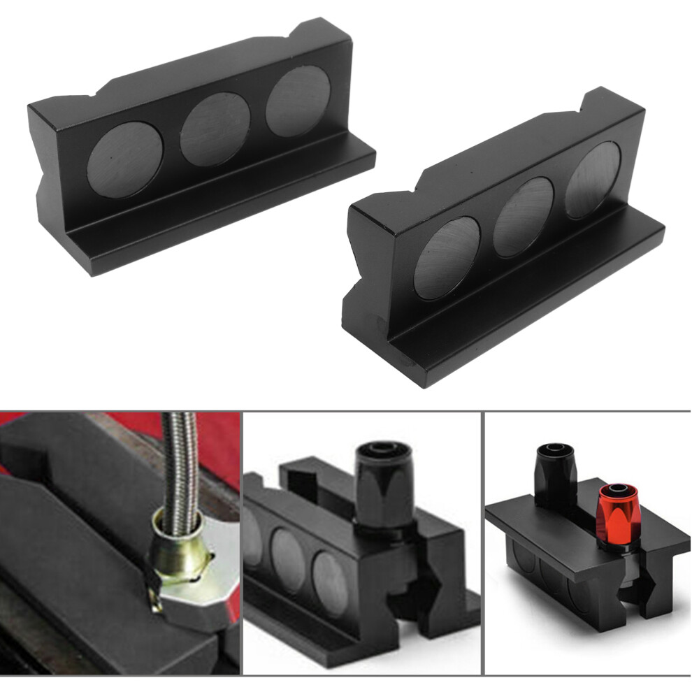 2 Pcs Vise Jaws Pads Aluminium Alloy Magnetic Vise Jaw Block Clamp Insert Protection Pad 4251319678374