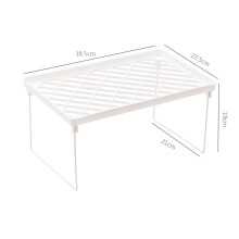 Dormitory Storage Shelf Strong PP Metal Foldable Design Simple Style Desktop Display Shelf for Home Dormitory Office White L