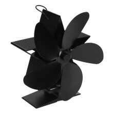 5-Flügel-Ventilator aus schwarzem Aluminium für Holzofen wärmebetrieben