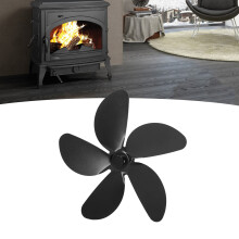 Ventilador de estufa de leña de aleación de aluminio 5-aspas negro
