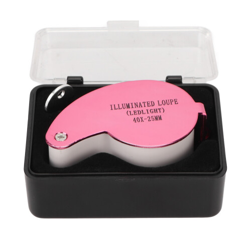 40 Vergrößerungs-Lupe LED Pink Aluminium 332mAh 1