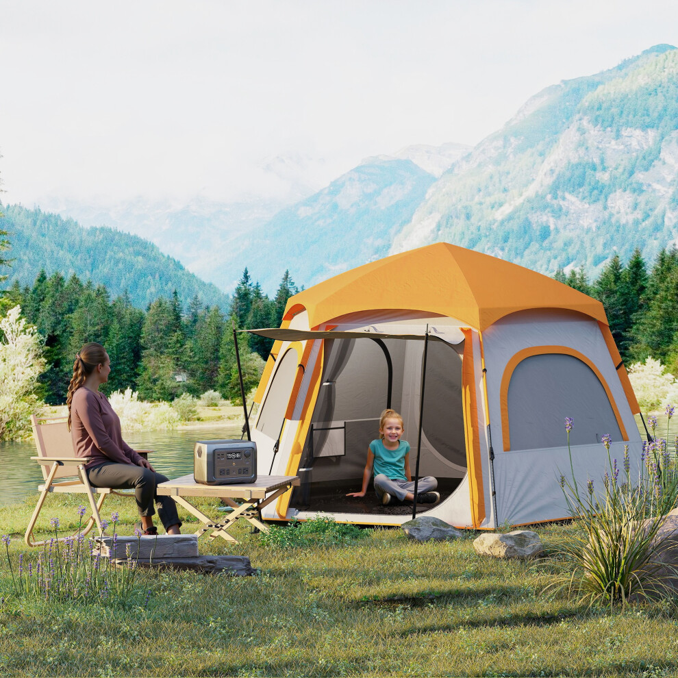 Outsunny Instant Camping Tent, 4 Person Easy Setup Dome Tent, Light/Grey