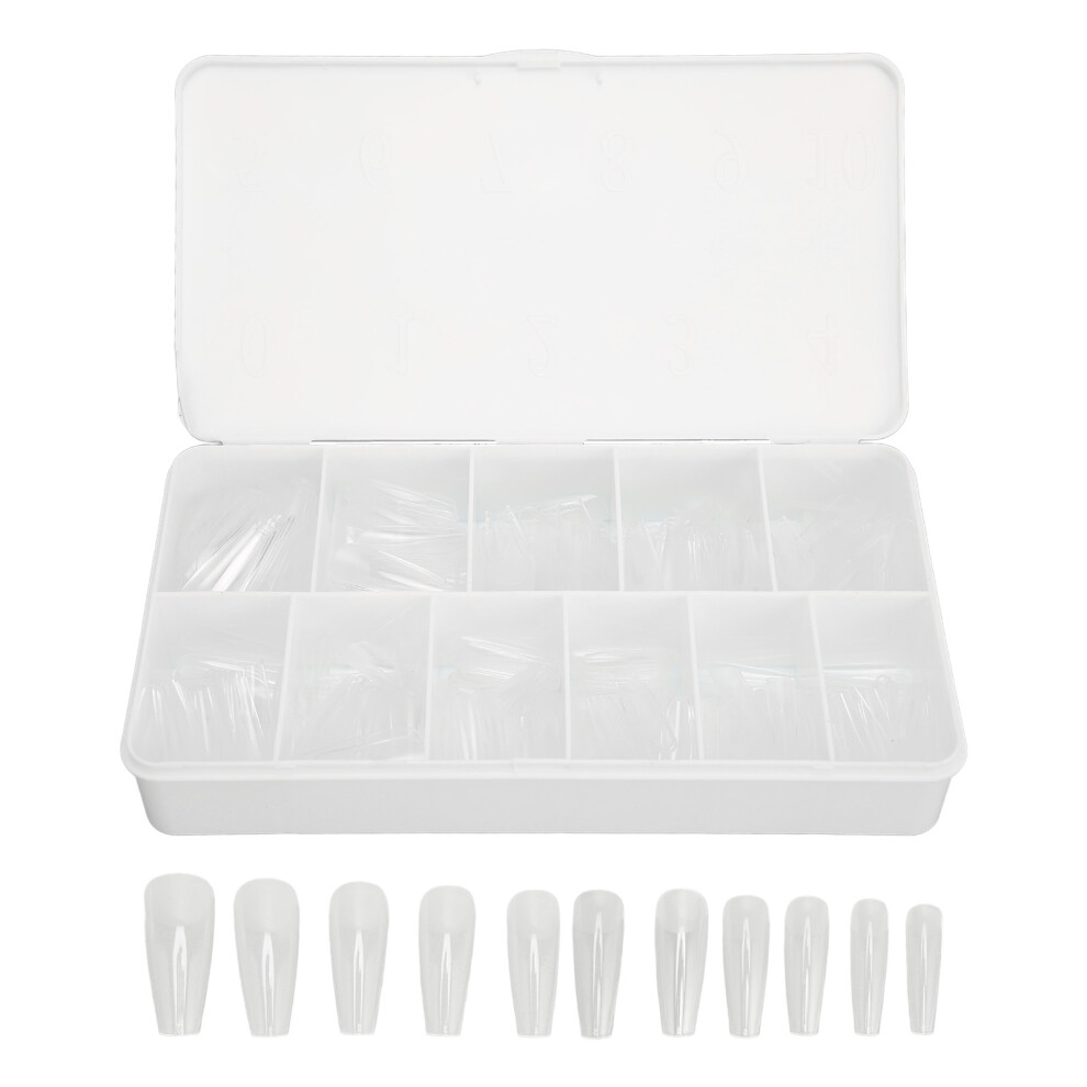 550 Pcs Nail Tips Ultra Thin Seamless Semi Frosted Press On Clear Nail Tips DIY Nail Art for Nail Salons Long