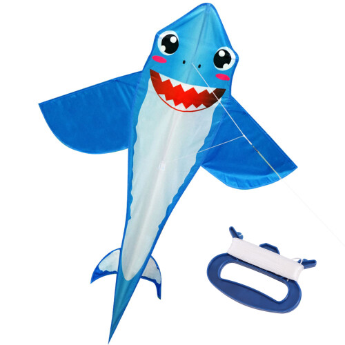 Cometa Shark 115x185cm con línea de 30m negro/azul 2