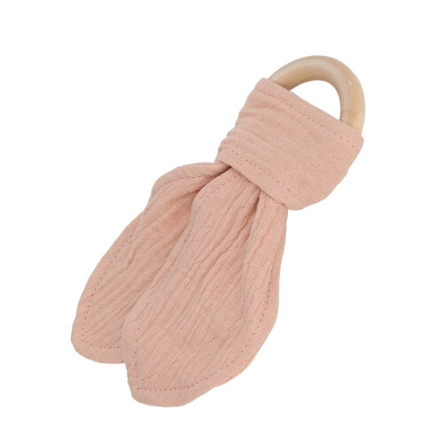 Beißring mit Hasenohren - Ahornholz, Pfirsich-Beige 2