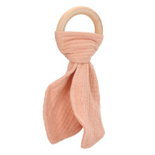 Mordedor de madera para bebé en forma de anillo color melocotón beige madera de arce