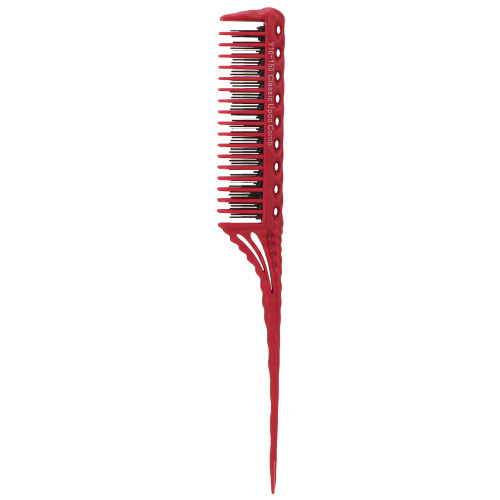Gerader Haarkamm mit langem Griff rot ABS Nylon Wolle 1