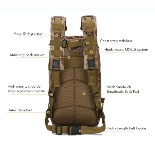 Bolsa de montaje camuflada 20-35L 43x24x20cm Python Mud