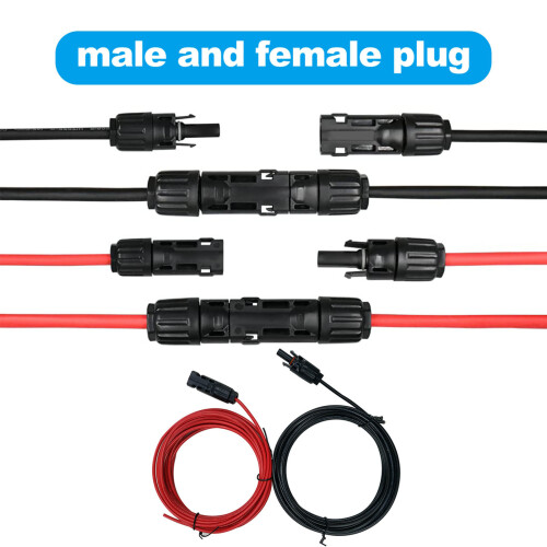 Cable de extensión solar de cobre PPE, 4 m, 6 mm², negro 2