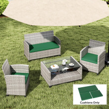 Outsunny 3PCs Rattan Garden Seat Cushions Pads for Patio Furniture Green