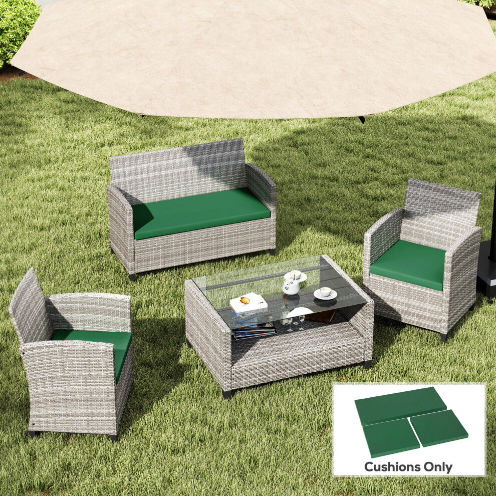 Outsunny 3PCs Rattan Garden Seat Cushions Pads for Patio Furniture Green