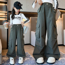 (green, 120) Girls' Overalls Spring And Autumn Big Children's Trendy Cool All-match Wide-leg Pants Autumn Girls Casual Loose Autumn Children's Pants