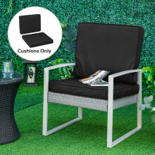 Outsunny 2 Pieces Seat Cushion and Back Pad Set for Rattan Furniture Black