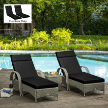 Outsunny Set of 2 Lounger Cushions Deep Seat Patio Cushions with Ties Black