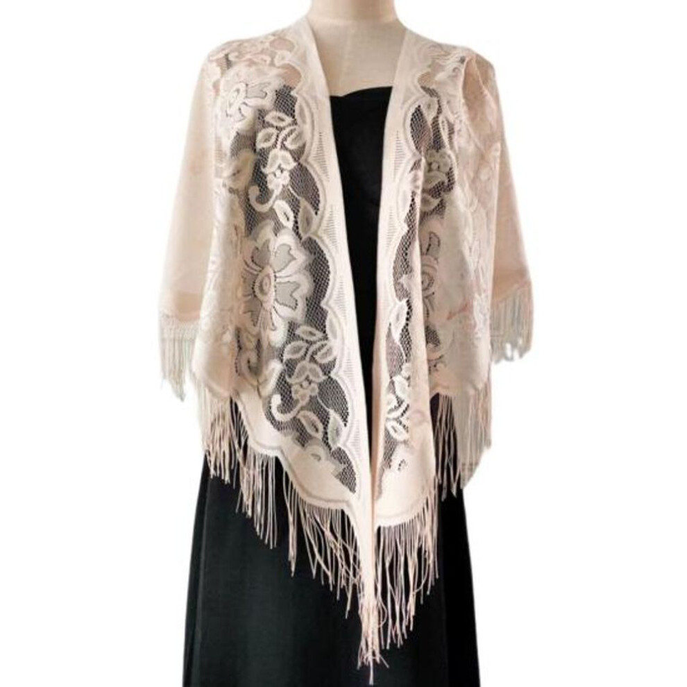 (beige) Sunscreen Scarf Stylish Thin Skin-touch Lace Shawl Summer Beach Sunscreen Scarf Shawl Women Shawl Female Accessories