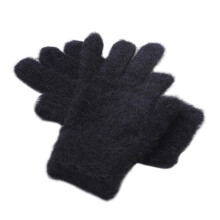 (black) Fashion Warm Dew Two Fingers Writing Student Gloves Padded Thick Cold Gloves