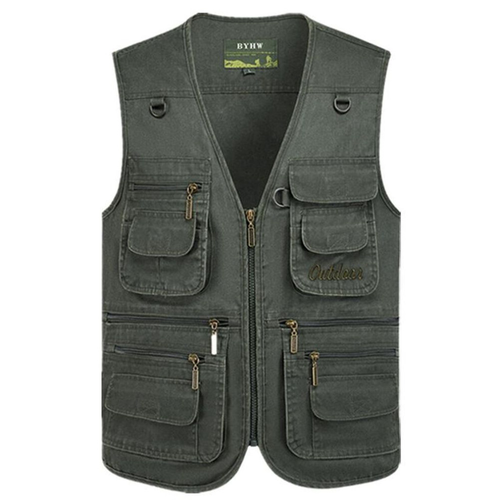(as the picture, 3XL) Men's Spring And Autumn Vest Men's Large Size Vest Practical Multi-pockets For Fishing-image-OPC-PHTKCFS-NEW