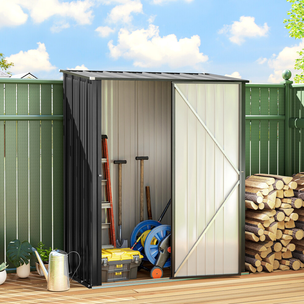 Outsunny Outdoor Storage Shed W/ Lockable Door For Garden, Black
